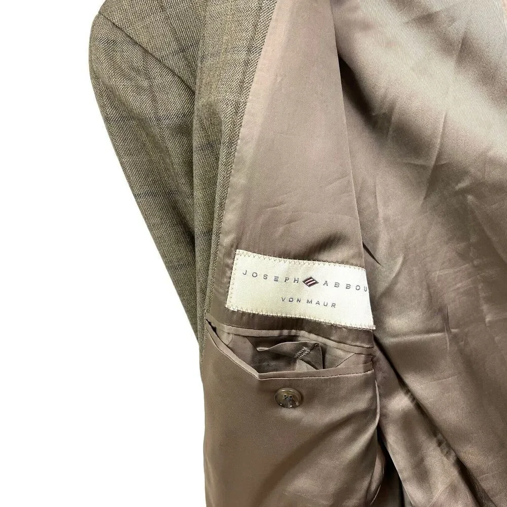 Joseph Abboud Von Maur Silk Wool Sport Coat Jacket Men 3 Button Ventless Tan 42R